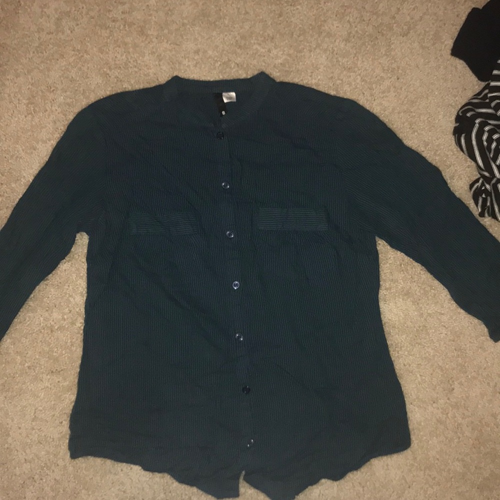 Green and Blue striped button up
